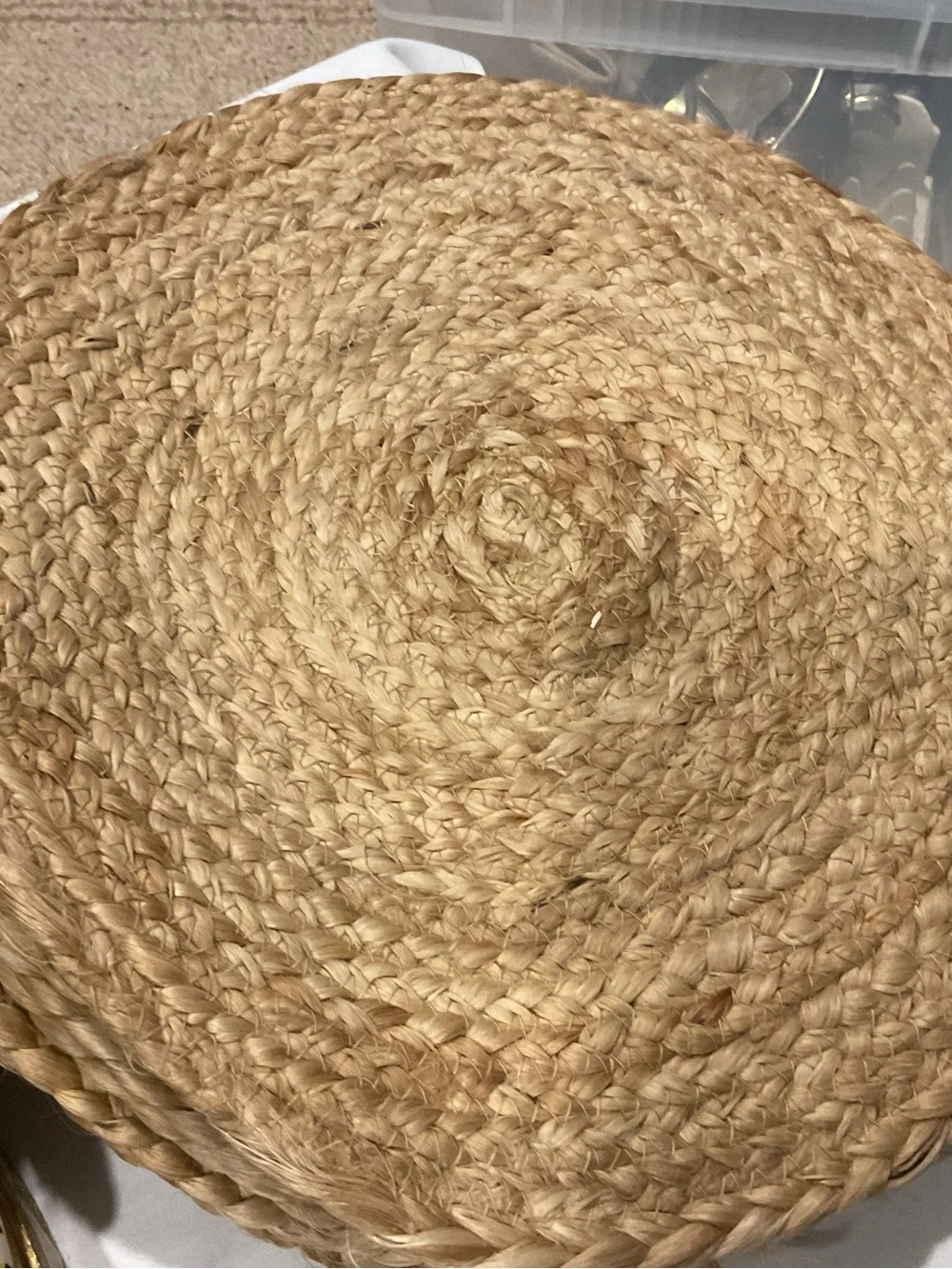 Natural Jute Placemats Seagrass Round Set 6 Neutral Tan Spiraled Braided Mats